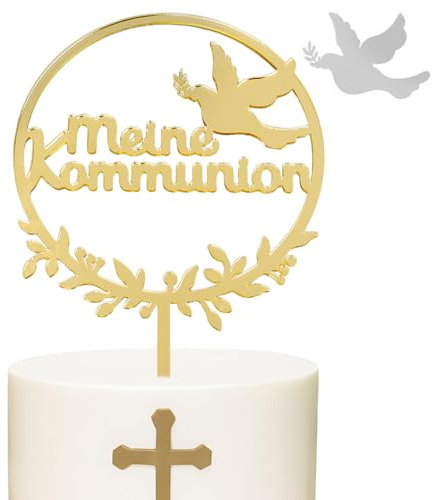 Kommunion Cake Topper Taube Meine Kommunion Tortendeko 1. Heilige Kommunion Kuchendekoration Tortenaufsätze Geschenke Tortentopper für Jungen Mädchen Erstkommunion Party deko (Meine Kommunion)