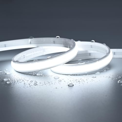 JOYLIT PRO+ 24V Neon LED Streifen 5M 6000K 2400LM/m Wasserdicht Punktfrei | Industriequalität, CRI 92+, 240 LEDs/m Kaltweiß, Dimmbar, Selbstklebend, für Gewerbe, Zuhause, Außenbereich (nur Leuchte)