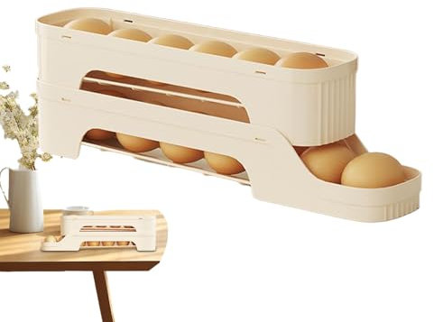 Bkljkf Porte-œufs, porte-œufs pour réfrigérateur, Réfrigérateur Rack d'oeufs Roulement automatique, Organisateurs à domicile empilables et rangement, porte-aliments ventilés pour la porte du