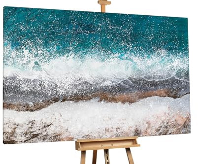 KunstLoft Ölgemälde 'Harmony of Tides' 180x120cm | Original Handgemalte Gemälde | Mediterran | Blau | Leinwand-Bild Ölgemälde einteilig groß | Modernes Kunst Ölbild