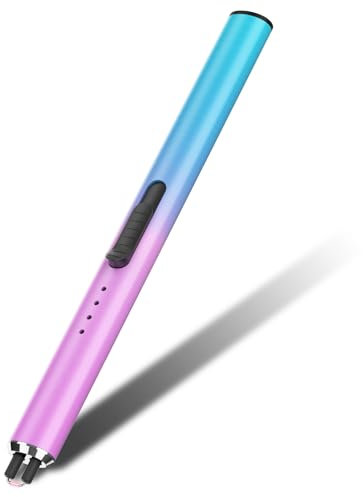 Stabfeuerzeug Lichtbogen mit Sicherheitsschloss,GeeRic Lichtbogen Winddicht Flammenlos USB Wiederaufladbares, Plasma Feuerzeug Tragbare Winddichte Flammenlose für Kerzen Anzünden, Gasherd, Küche