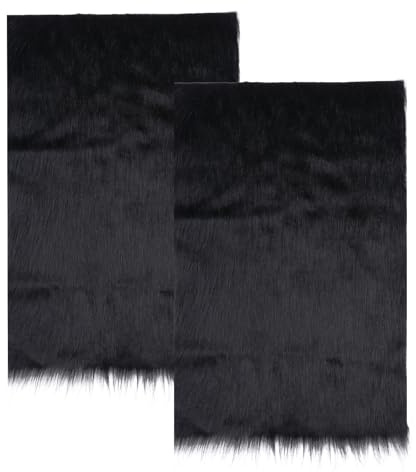 2 Stück Faux Sheepskin Rug-Schaffell Kunstfell Meterware, Zur Dekoration Ihres Zuhauses Oder Fur Warmhalten Im Winter Als Teppich, Sofakissen Und Decken (60*40 Cm, Schwarz)