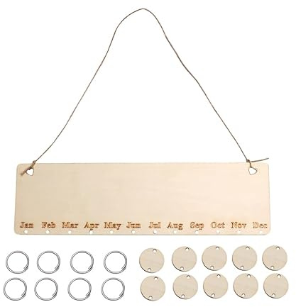 Yardenfun Holzkalender Geburtstagskalender Erinnerung Familiengeburtstag Diy HäNgende Kalendertafel Einfach Montage Wanddeko FüR Geburtstag Hochzeit JubiläUm