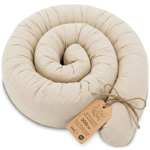 Totsy Baby Seitenschläferkissen Bettschlange Body Pillow 200 cm Baumwolle - Kopfkissen lang Bettrolle Schlafkissen Nackenrolle Kissen Oeko-Tex Hellbeige