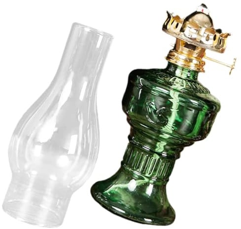 Yardenfun Vintage Petroleumlampe Retro Öllampe Grün Kerzenlicht Laterne Nostalgisch Innen Deko Camping Gartendeko Wetterfest