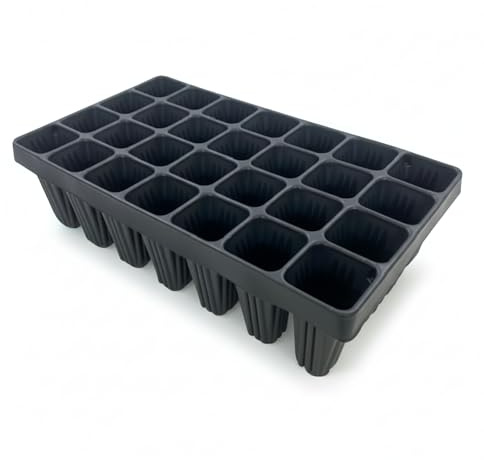 Oakland Gardens 28 Cell Root Trainer Tray Pack of 4 – Deep Plug Seed Propagation Tray – Reusable Plastic Root Trainer for Trees, Shrubs, Vegetables & Garden Use