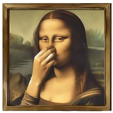 Mona Lisa Bathroom Art, 20X20CM Mona Lisa Hält Sich Die Nase Zu Poster, Lustig Monalisa Hält Sich Die Nase Zu Wandbild Badezimmer, Vintage Humorvoll Monalisa Druck Poster Bild Art, Für Zuhause Deko