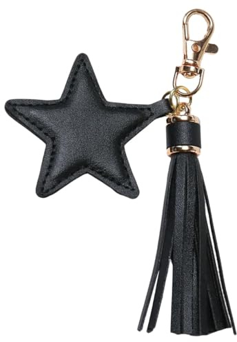 Cozylkx Porte-Clés Pompon En Cuir En Forme D'étoile, Pendentif Mousqueton Pivotant, Breloque Pour Sac à Main, Téléphone, Clés De Voiture, Sac à Main, Loisirs Créatifs