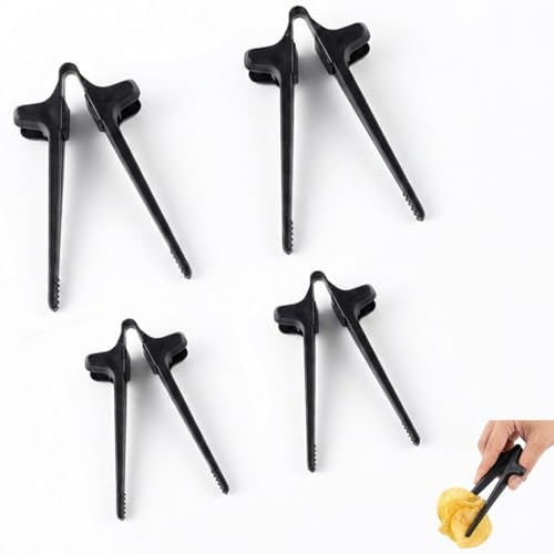 Haoyic 4-Pack Finger Chopsticks, Plastic Snack Tongs, Hands-Free Eating Tool for Gamers & Keyboard Users