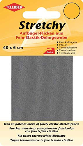 Kleiber + Co.GmbH Stretchy Aufbügel-Flicken, 100% Polyester, grau, 40 x 6 x 0,05 cm, 2