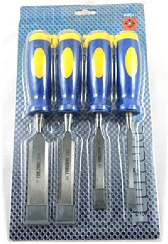 4 Piece High Quality Wood Chisel Set made from High grade Carbon Steel With Blue /Yellow Handles