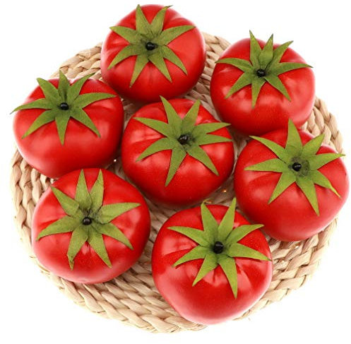 Gresorth 6pcs Artificiales Natural Simulacion Tomato Falso Fruta Vegetal Casa Fiesta Cocina Decoracion Comida Modelo