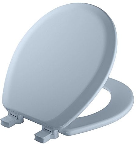 Mayfair 41EC 034 Molded Wood Toilet Seat with Lift-Off Hinges, Round, Sky Blue
