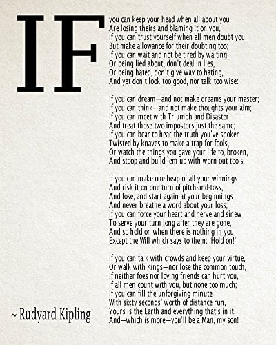 IF Poem Art Print IF Poem by Rudyard Kipling Art Print IF Poster If Poem Poster If Poem Print If Poem Wall Art If you can If by Kipling Poem (20cm x 25cm, Ivory)