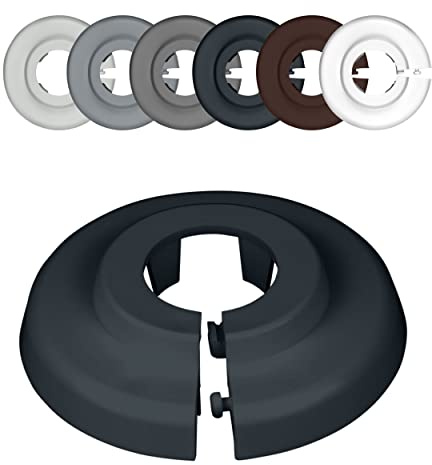 FUX 10 Radiator Pipe Covers Single Collars 22mm Anthracite Grey - Heater | Tool-free fit