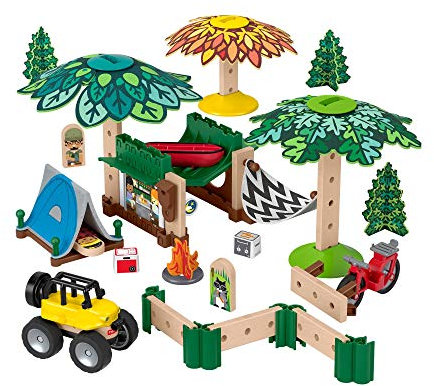 Fisher-Price GFJ10 - Wunder Werker Holzspielzeug Campingplatz Spielset aus FSC zertifiziertem Holz, Spielzeug ab 3 Jahren Mehrfarbig