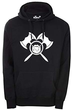 barTbaren Hoodie Kapuzenpullover mit großem Axt-Logo Front-Desgin (Schwarz, M)