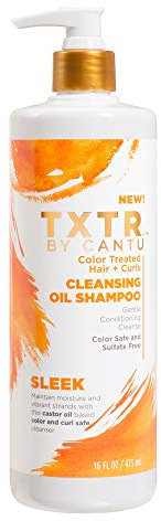 CANTU - TXTR Sleek Cleansing Oil Shampoo - Für coloriertes Haar & Locken - Fügt Feuchtigkeit hinzu - Beruhigt Kopfhaut - Mit Rizinusöl für Glanz - 473ml