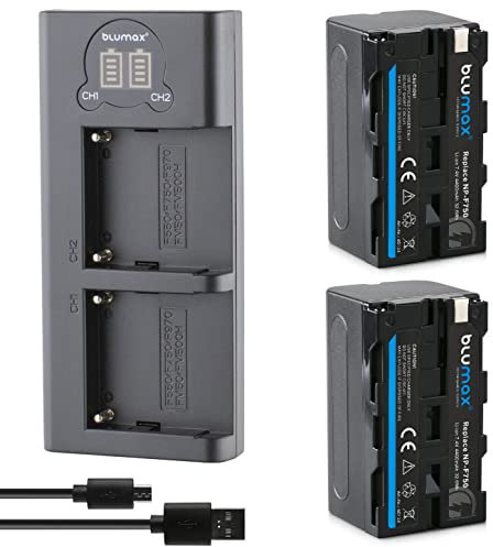 Blumax 2X für Sony NP-F750 4400mAh + Slim Dual-Ladegerät