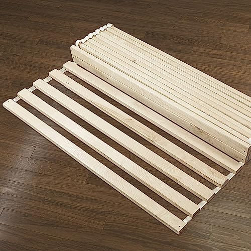 Hansales Rollrost 120x200cm aus Holzlatten, Bettrost belastbar bis 350 kg, 25 Leisten - hochwertig extra stark Lattenrost aus FSC® Birken Vollholz, Rolllattenrost für Doppelbett