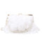 Fenical Abendtasche mit Perlenriemen Kette Clutch Bags Feder Umhängetasche für Frauen Mädchen Damen (weiß)