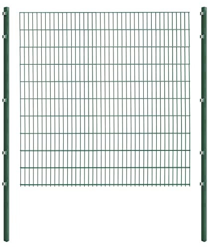Doppelstabmattenzaun - Komplettset inkl. Pfosten und Montagematerial - Verschiedene Längen und Höhen – Grün oder Anthrazit (L 4 m | H 203 cm | Grün)
