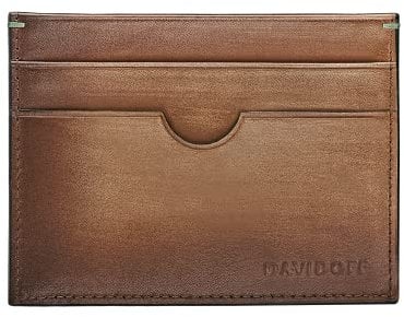 DAVIDOFF Venice Kartenetui Cognac – Elegante kleine Brieftasche aus feinem Leder mit Ombre-Effekt – edler Card Holder mit 4 Steckfächern und Tasche