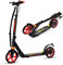 GOPLUS Kickscooter für Kinder und Erwachsene, Höhenverstellbarer Cityroller, Klappbarer Tretroller, mit Federung, bis 100 kg Belastbar, mit Klingel & Ständer, mit Bremse, PU-Räder (Schwarz)