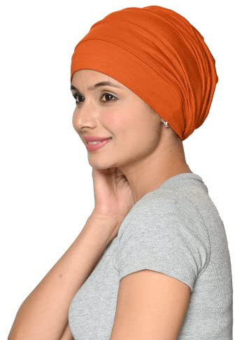 SAKUCHI Chemo seidig weicher Slouchy Snood Bambus-Mütze, Beanie, für Frauen, Krebs, Haarausfall, Turban (Zimtstange)
