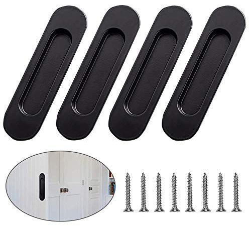 Yhuasia Tiradores de Puerta Empotrados, 4 Piezas Tiradores Ocultos Acero Inoxidable, Tirador Empotrado, Tirador de Puerta Corredera, con Tornillo, para Puertas Cajones Armarios Armarios Tocadores