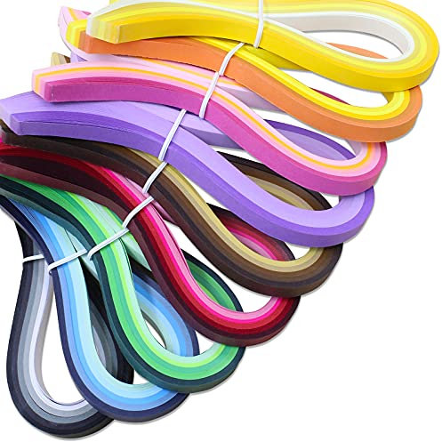 Zorfeter 9 Sets mehrfarbige Quilling-Papierstreifen, 900 Streifen, 42 Farben, 10 mm Breite, 38,1 cm Länge