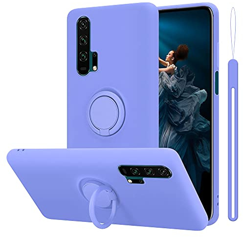 Cadorabo Hülle kompatibel mit Honor 20 PRO Schutzhülle TPU Silikon Case Liquid Design mit Ring Slim Kratzfest Liquidsilikon Microfaser mit Rundumschutz Case Hülle für Honor 20 PRO in Lila