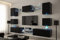 Furnitech Wohnwand Wohnzimmer | Wohnzimmer Möbel mit LED RGB - 16 Farben | Hängend Wohnwand Modern | Wohnzimmer Schrankwand mit Regale und TV Schrank (Nowara AN1-17B-M1-1A-NEW)