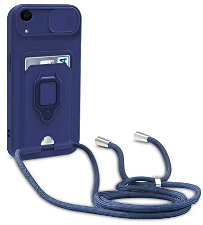 yanasuo Cordon de Coque Compatible avec iPhone XR, Collier pour Étui Colliers de cellulaire, Silicone Cover Protection de la Caméra Étui Lanyard Case-Bleu