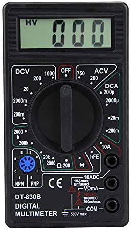 Digitalanzeige-Multimeter - DT-830B Multifunktionales tragbares LCD-Digitalmultimeter Amp Volt Ohm Tester Voltmeter Ohmmeter ， Kann AC/DC-Spannung messen(DT-830B-Schwarz)
