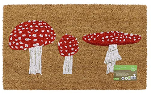 JVL Eco-Friendly Latex Backed Coir Door Mat, Toad Stool, 45 x 75 cm Approx., 02-880