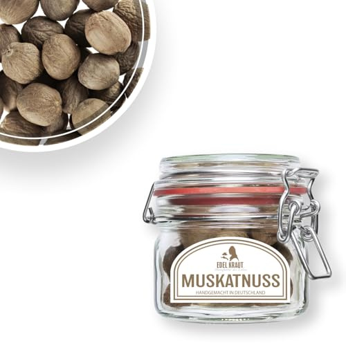 MUSKATNUSS ganz 125g im Premium Glas | EDEL KRAUT - 100% naturrein - Premium Gewürze & Gewürzmischungen - frei von jeglichen Zusatzstoffen - Nutmeg Organic