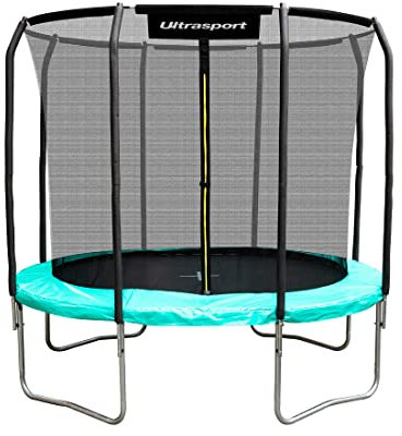 Ultrasport Gartentrampolin Trampolin Ø 244/305/366/427, GS Zertifikat, Lotus, ovales/rundes/eckiges Gartentrampolin mit Sicherheitsnetz, gepolsterte Stangen, gepolsterte Randabdeckung, sicher, Outdoor