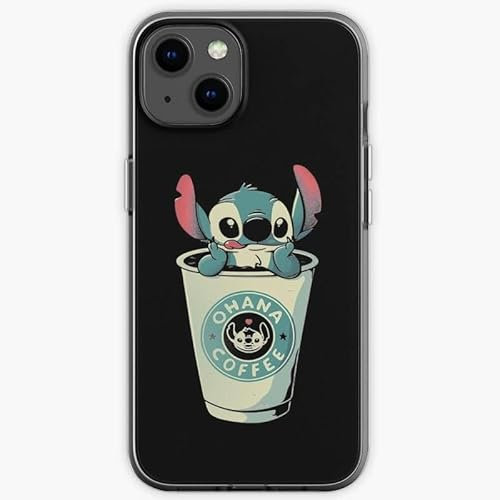 Ohana Stitch Kaffee Handyhülle gedruckt und entworfen für alle Abdeckungen, kompatibel mit iPhone TPU Stoßfeste Schutzhülle Handyhülle, erhöhte Kanten, kratzfestes Design