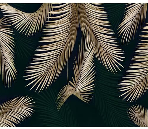 decomonkey Fototapete Blätter 450x315 cm Tapete Fototapeten Vlies Tapeten Vliestapete Wandtapete moderne Wand Wandbild Schlafzimmer Wohnzimmer Wanddeko Palmen Laub grün
