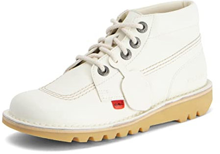 Kickers Unisex Leather Alternative Kick Hi Classic Ankle Boots | Plant Based Material | Extra Comfortable | Added Durability | Premium Quality, White, 6.5 UK