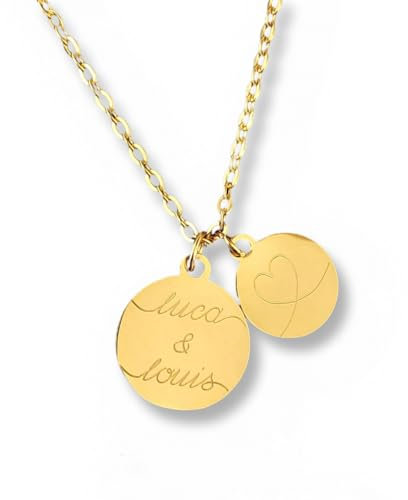 Personalisierte Gravur Kette als Geschenk für Frauen | zur Geburt | zur Hochzeit | für die Freundin | für Mama (60, Gold)