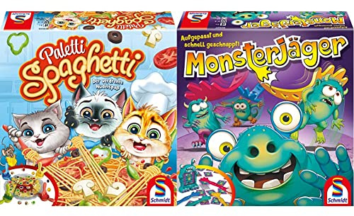 Schmidt Spiele 40626 Paletti Spaghetti, Aktionsspiel für Kinder und Erwachsene & 40557 Monsterjäger, Aktionsspiel, bunt
