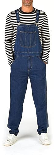 KNWER CLOTHING Men's Relaxed Fit Denim Dungarees Overalls – Jeans Bib and Brace Overall Dungarees - Adjustable Straps Multiple Pockets Pro Heavy Duty Workwear Overall Pants (Stone-36)