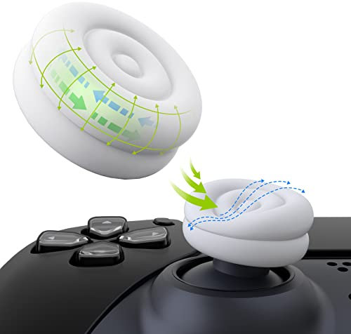 PlayVital Tapas para el Pulgar - Agarres de Joystick Antideslizantes para ps5/4, para Xbox Series X/S, para Xbox One/Elite Series 2, para Switch Pro, Thumbs Cushion Caps,Diseño Circular (Blanco)
