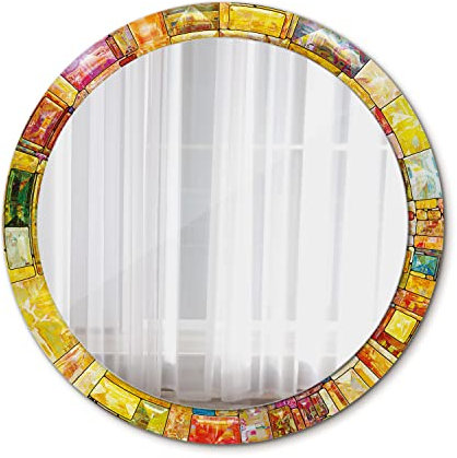 Tulup Cristal Redondo Ø 90 cm Bonito Diseno Espejo Impreso - vidrieras de Colores