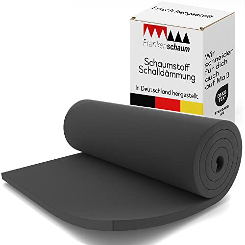 Frankenschaum Schaumstoffplatte RG26/35F - 200x100x2cm, Akustikpaneel aus Schaumstoff zur Effektiven Schalldämmung, Einfacher Zuschnitt, Anthrazit