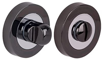Hunta HANDLEZONE® Bathroom Toilet Door Thumbturn and Release Set - Dual Finish Black Nickel/Polished Chrome