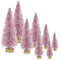 Künstliche Mini-Weihnachtsbäume, Miniatur-Kiefern, Sisalbäume mit Holzsockel, Tisch-Weihnachtsbaum für Weihnachten, Urlaub, Neujahr (Rosa, 8 Stück)