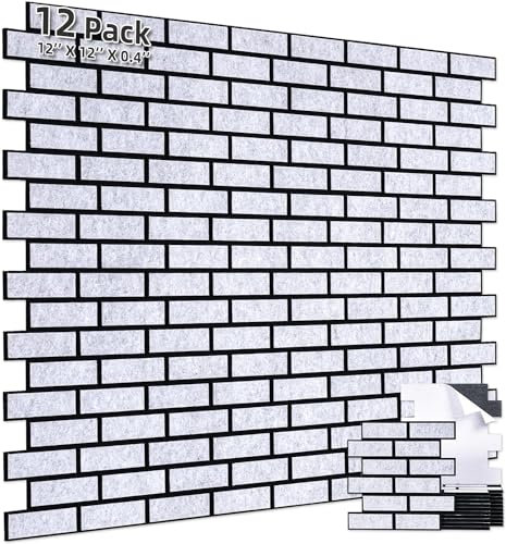 Yrendenge Akustikplatten der Ziegelform,12 Stück Akustikplatten Selbstklebend Schalldichte Akustikpaneele,Hoher Dichte Schalldämmung Wand Panel Schallabsorber Wand für Decken Tonstudio Wanddekoration